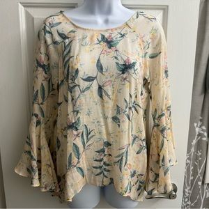 LC Lauren Conrad Flowy Pink Open Back Floral Blouse S Small